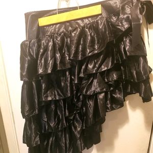 Asymmetrical black ruffle costume skirt